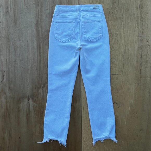 PAIGE CINDY CROP HIGH RISE DESTROYED HEM WOMEN’S JEANS sz 26 Crisp White - Picture 6 of 15